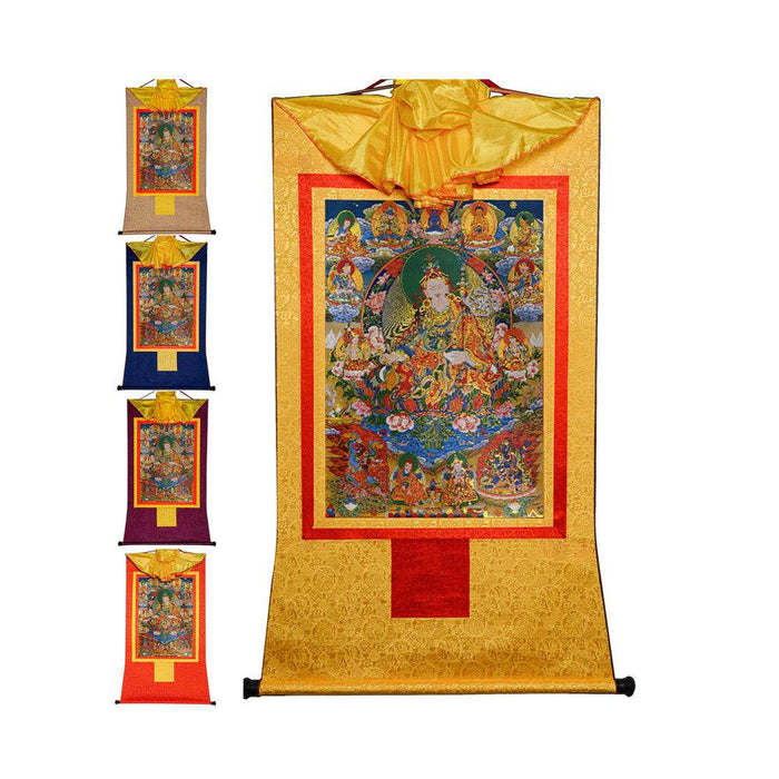 Eight Manifestations of Guru Rinpoche - Tibetan thangka painting, front view