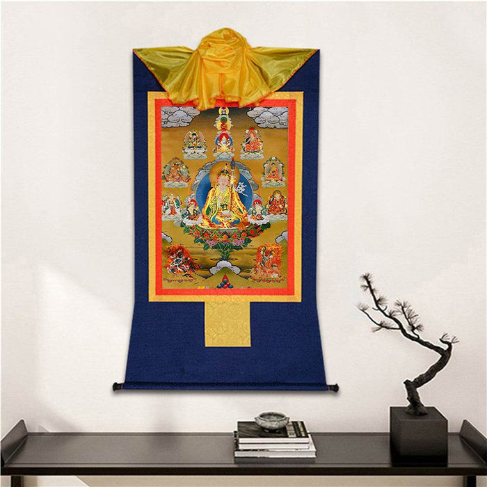 Eight Manifestations of Guru Rinpoche - Tibetan thangka painting, detailed view