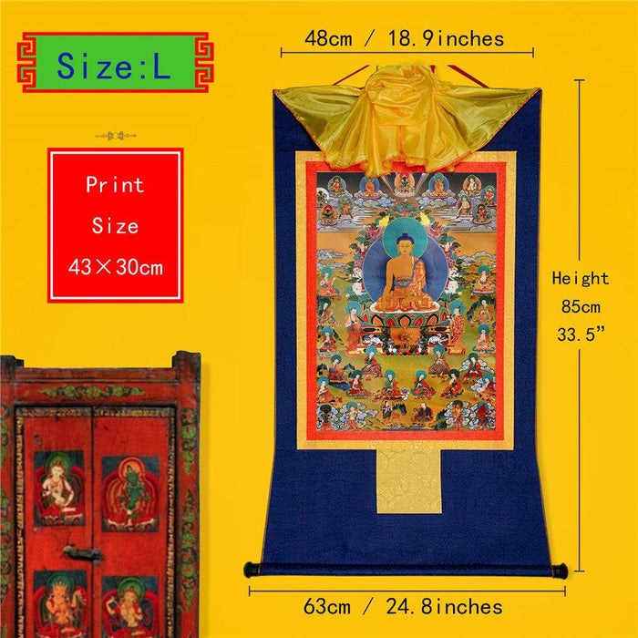 Eighteen Arhats,18 Luohan - Tibetan thangka painting, view 4