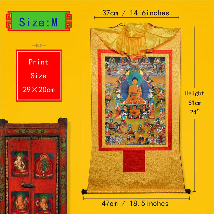 Eighteen Arhats,18 Luohan - Tibetan thangka painting, view 5