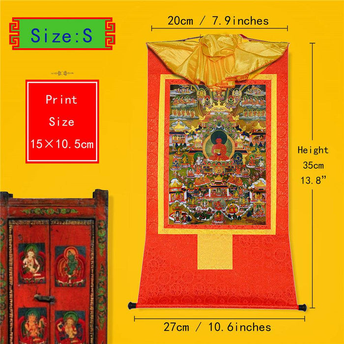 Elysium of Buddhism,Sukhavati - Tibetan thangka painting, view 6