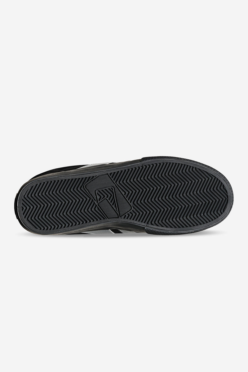 Outsole view of Encore-2 Black Metallic Silver skate shoe with a herringbone tread.