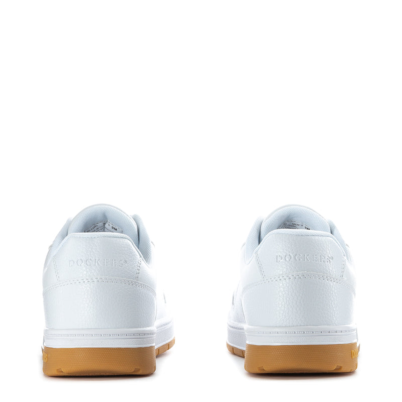 Men's white sneakers with gum heel panel and breathable uppers