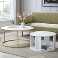 Evie Round Nesting Coffee Table - Warm White - DUSK
