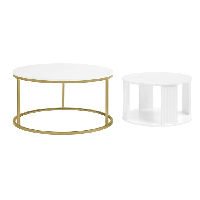 Evie Round Nesting Coffee Table - Warm White - DUSK