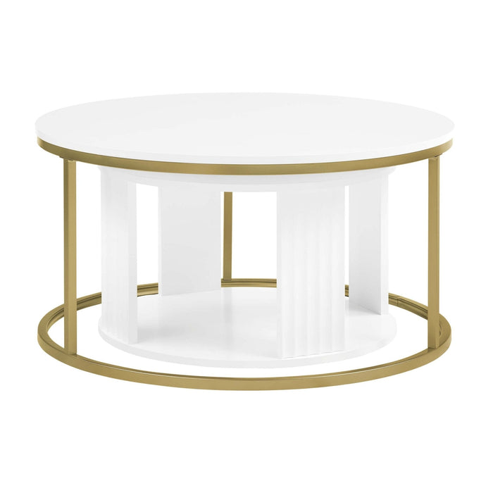 Evie Round Nesting Coffee Table - Warm White - DUSK