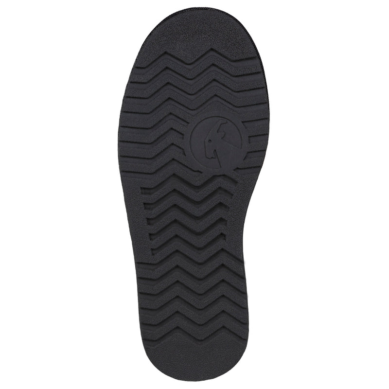 Outsole of Kid's Black BILLY Cozy Quilt Lux Boots, zipper shoes, like velcro, that are adaptive, accessible, inclusive and use universal design to accommodate an afo. BILLY Footwear is medium and wide width, M, D and EEE, are comfortable, and come in toddler, kids, mens, and womens sizing.
