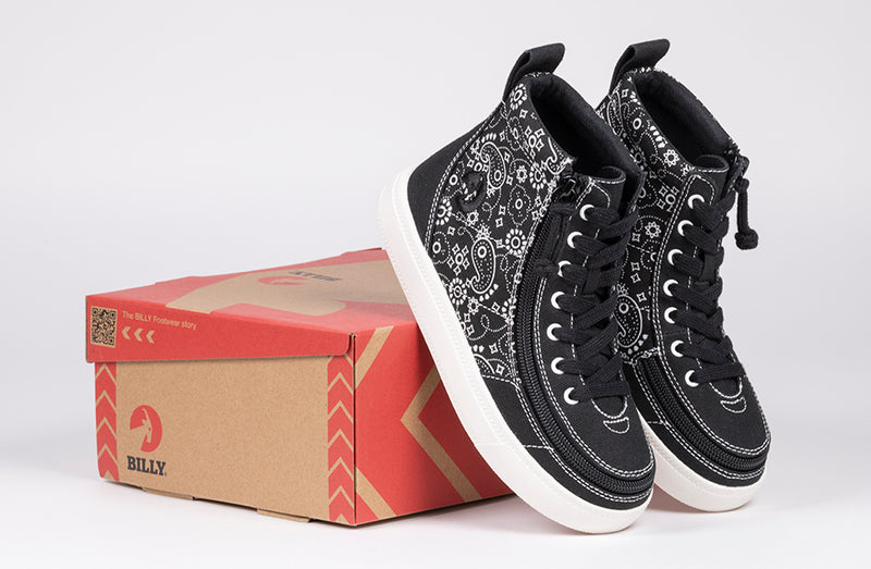 FINAL SALE - Black Paisley BILLY Classic Lace High Tops