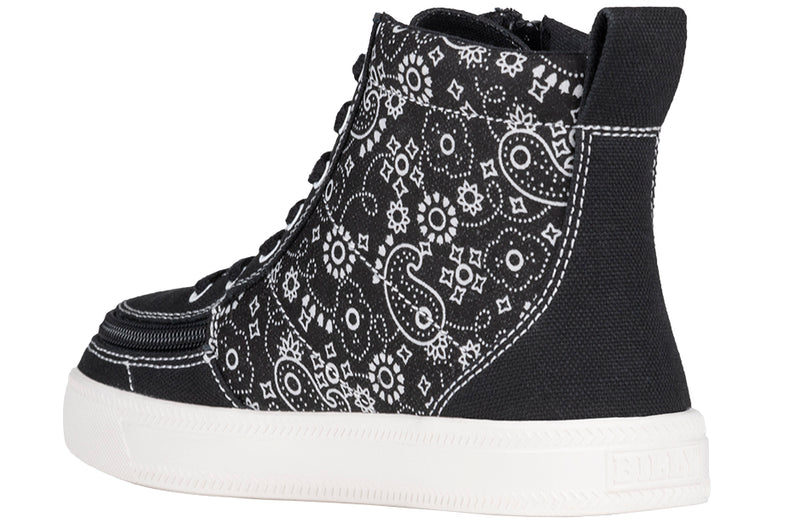 FINAL SALE - Black Paisley BILLY Classic Lace High Tops