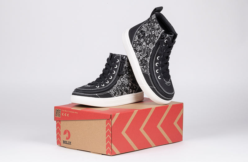 FINAL SALE - Black Paisley BILLY Classic Lace High Tops