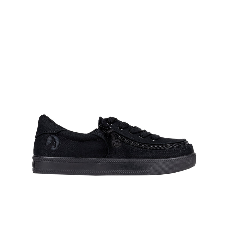Black sneaker with a zipper on a white background