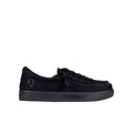 Black sneaker with a zipper on a white background