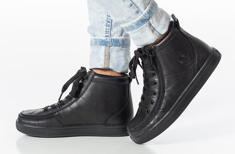FINAL SALE - Black to the Floor Leather BILLY Classic Lace High Tops