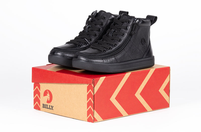 FINAL SALE - Black to the Floor Leather BILLY Classic Lace High Tops