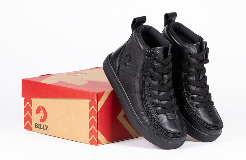 FINAL SALE - Black to the Floor Leather BILLY Classic Lace High Tops