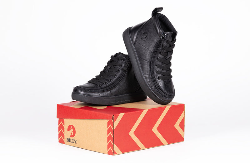 FINAL SALE - Black to the Floor Leather BILLY Classic Lace High Tops