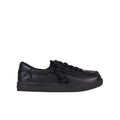 Black sneaker with a zipper on a white background