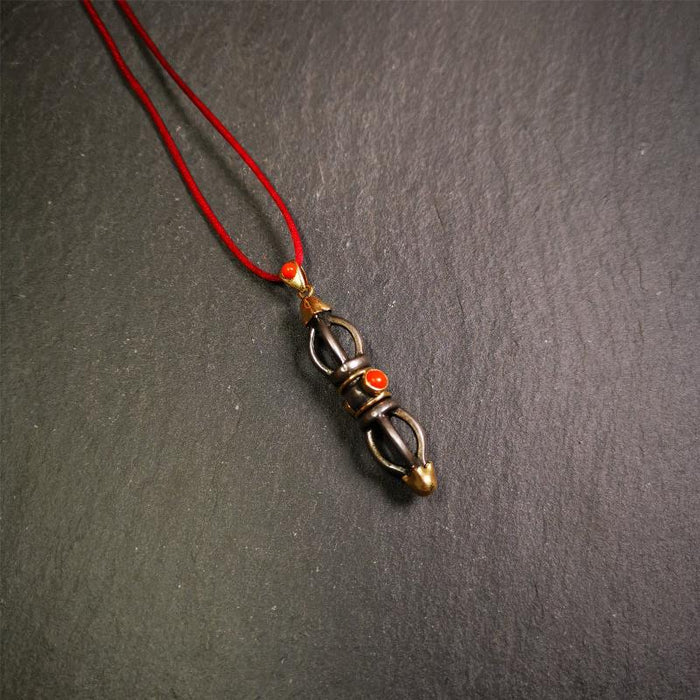 Five-pronged Vajra Necklace 1.77" - Tibetan Buddhist bead necklace, view 5