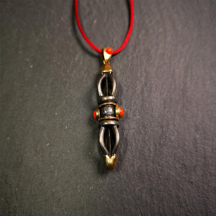 Five-pronged Vajra Necklace 1.77" - Tibetan Buddhist bead necklace, view 7