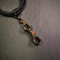 Five-pronged Vajra Necklace 2.0" - Tibetan Buddhist bead necklace, front view