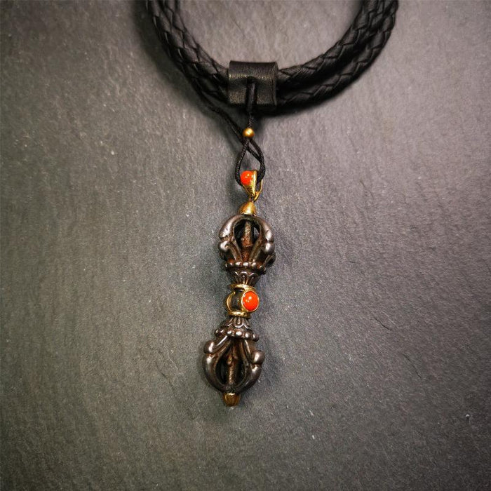 Five-pronged Vajra Necklace 2.0" - Tibetan Buddhist bead necklace, view 5