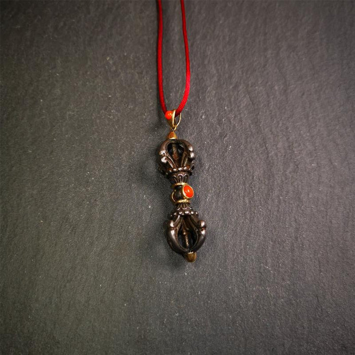 Five-pronged Vajra Necklace 2.0" - Tibetan Buddhist bead necklace, view 7