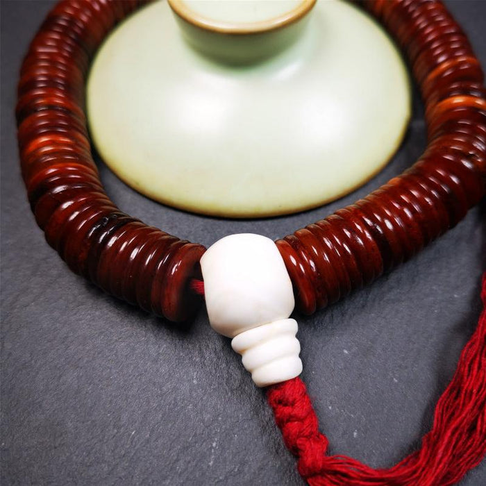 Flat Yak Bone Mala,0.55" - Tibetan Buddhist mala beads, view 4