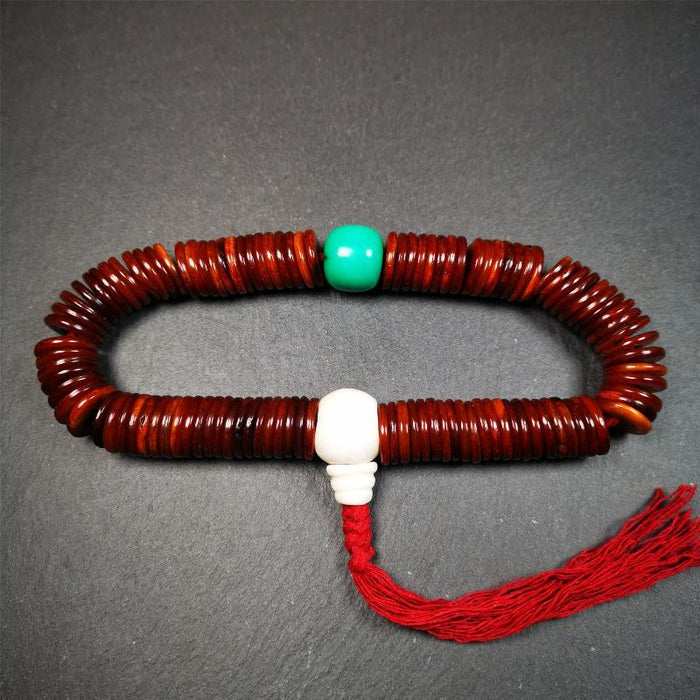 Flat Yak Bone Mala,0.55" - Tibetan Buddhist mala beads, view 6