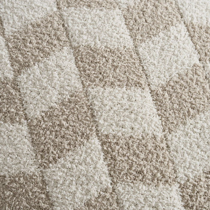Fluffy Knit Checkboard Cushion Cover - Natural - DUSK