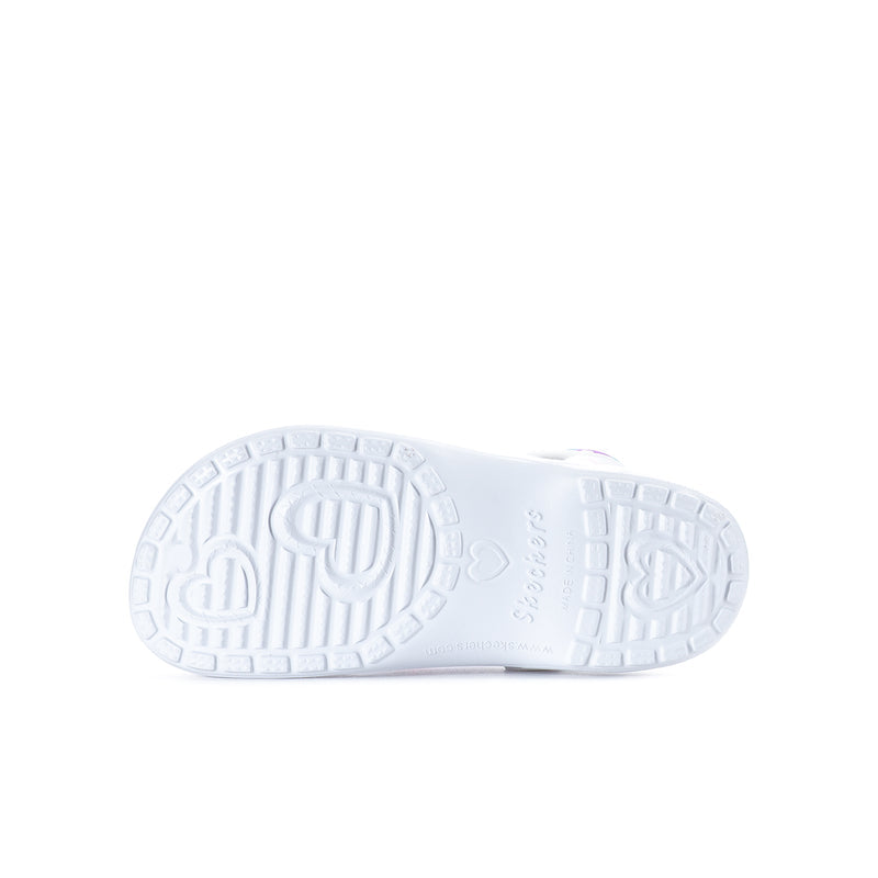 Youth clog shoe outsole with white tread pattern, bottom view