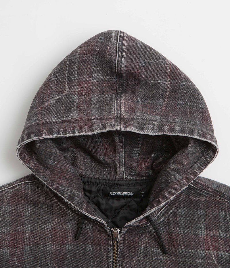 Fucking Awesome Distressed Plaid KO Work Jacket in Brown