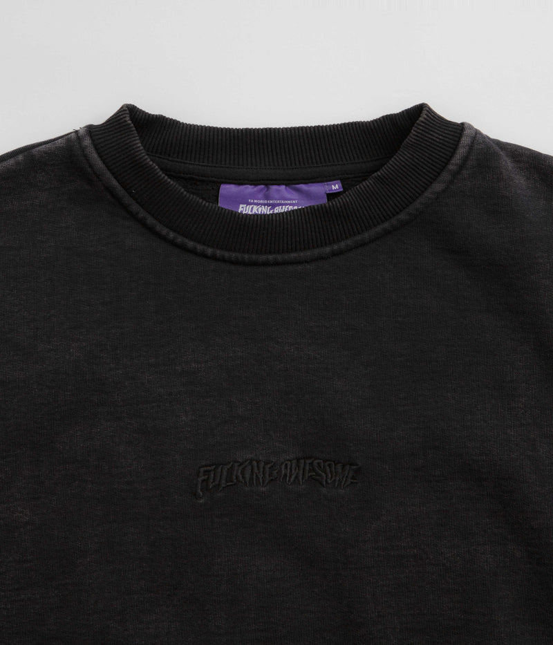 Fucking Awesome Little Stamp Snow Wash Crewneck Sweatshirt in Black