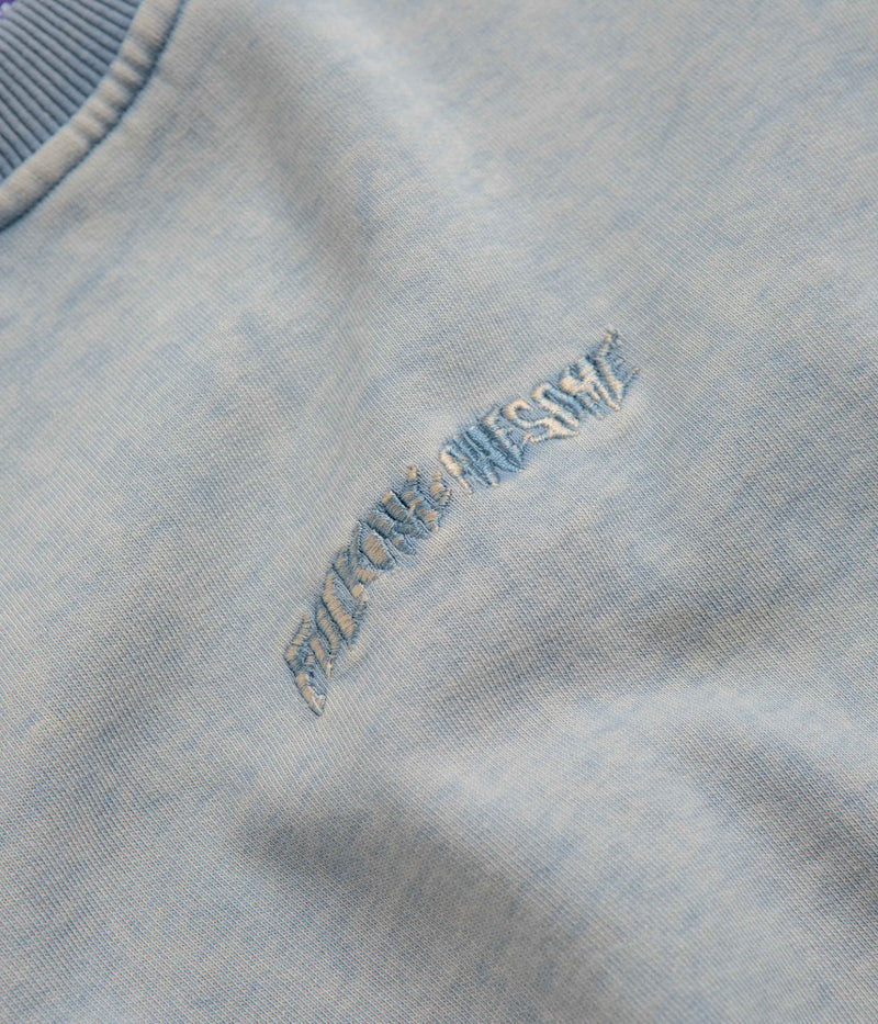 Fucking Awesome Little Stamp Snow Wash Crewneck Sweatshirt in Dusty Blue