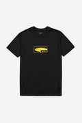 Black G Icon Tee in organic cotton with a yellow outlined logo centered on the chest.