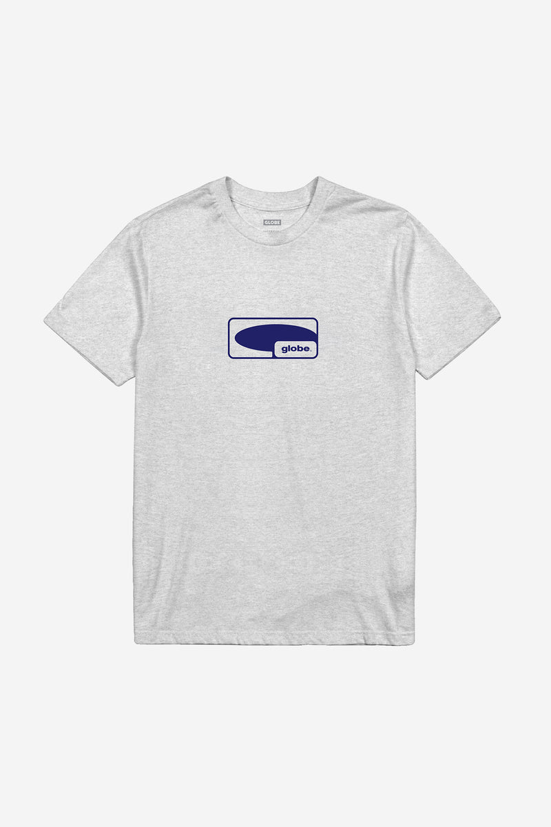 Grey Marl G Icon Tee in organic cotton with a blue outlined logo centered on the chest.