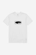 White G Icon Tee made from organic cotton with a black outlined logo centered on the chest.