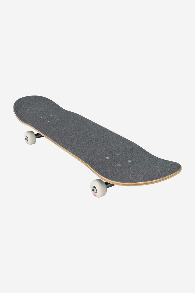 Angled top view of G0 Pond complete 8.0 deck in blue green with grip tape