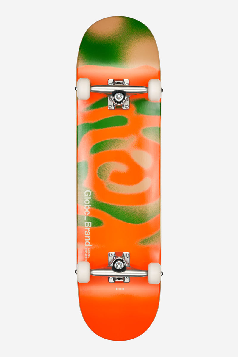 G0 Pond complete skateboard 8.25 inches Orange Moss colorway with orange green gradient deck and silver trucks