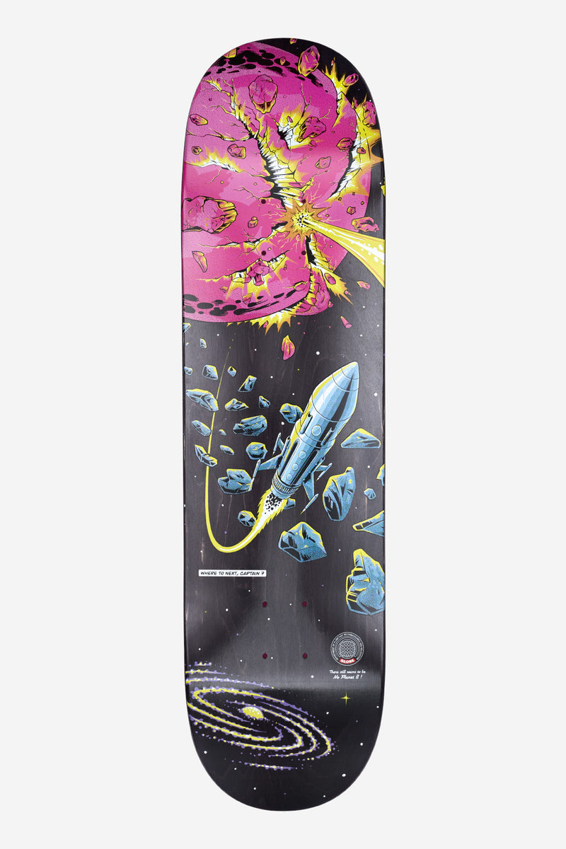 G1 Where To Next 8.375 inch skateboard deck in vivid pink maple shown from the top