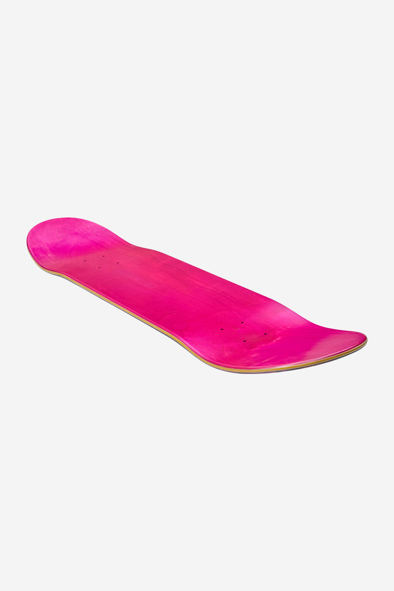 Top view of bright pink G1 Where To Next 8.375 inch skateboard deck