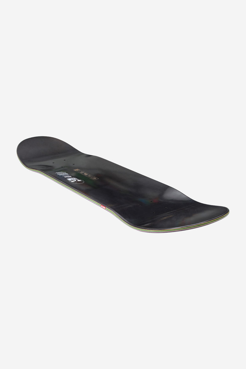 Dark glossy G2 Reflection Deck 8.5 in black purple with rainbow edge trim