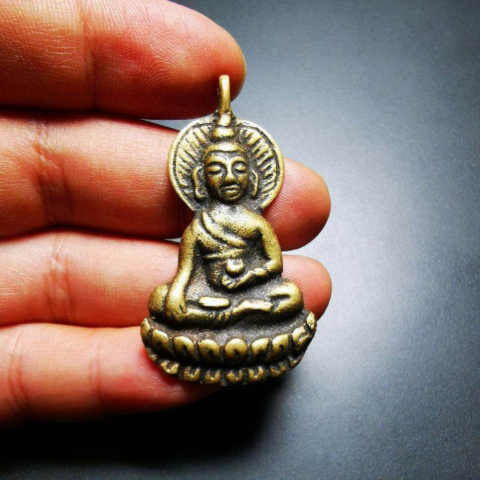 Gandhanra Antique Tibetan Buddhist Amulet Pendant,Bhaisajyaguru,Medicine Buddha, - Tibetan Buddhist amulet, size reference