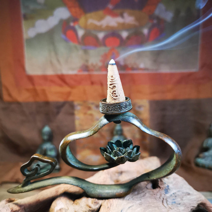 Gandhanra Handmade Cloud Shape Tibetan Cone Incense Burner,for Cone and Stick In - Tibetan Buddhist art, detailed view