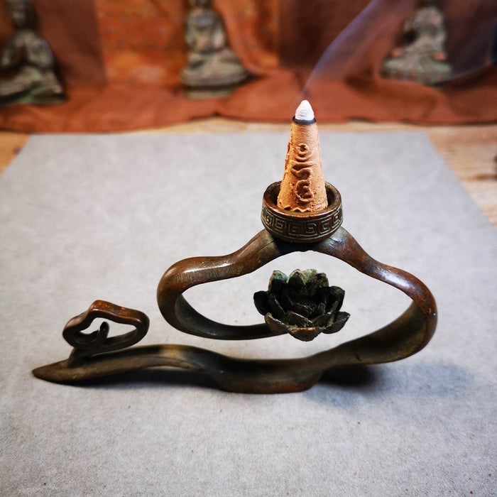 Gandhanra Handmade Cloud Shape Tibetan Cone Incense Burner,for Cone and Stick In - Tibetan Buddhist art, close-up detail