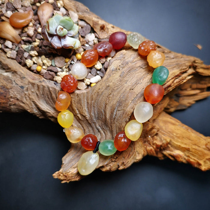 Gandhanra Handmade Gobi Desert Jade Beads Bracelet, Agate Beads Bracelet Mala Fo - Tibetan Buddhist mala beads, front view