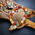 Gandhanra Handmade Gobi Desert Jade Beads Bracelet, Agate Beads Bracelet Mala Fo - Tibetan Buddhist mala beads, front view