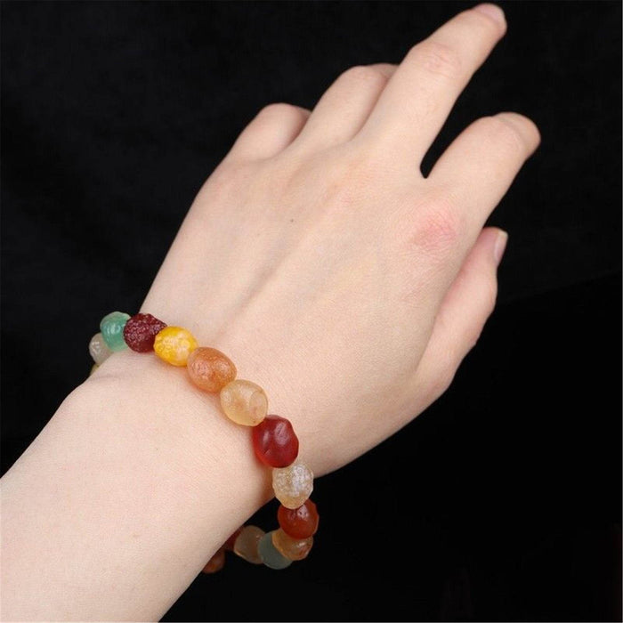 Gandhanra Handmade Gobi Desert Jade Beads Bracelet, Agate Beads Bracelet Mala Fo - Tibetan Buddhist mala beads, close-up detail