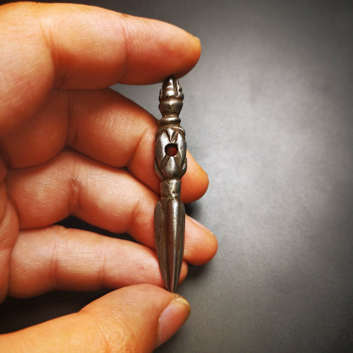Gandhanra Handmade Phurba Amulet,Kila,Kilaka Pendant, Handmade Cold Iron Craft N - Tibetan Buddhist bead necklace, size reference