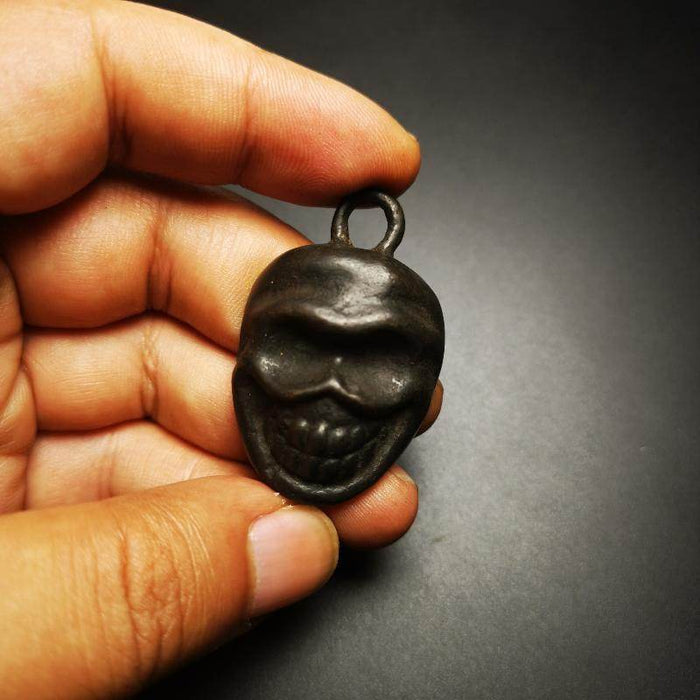 Gandhanra Handmade Skull S¨©tavana Amulet,Smasana Adhipati Pendant,Made of Thokc - Tibetan Buddhist amulet, size reference