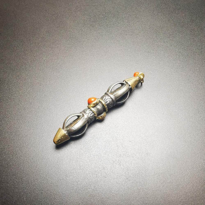 Gandhanra Tibetan Buddhist Amulet,Vajra Pendant, Made of Cold Iron,Inlaid with A - Tibetan Buddhist amulet, view 4